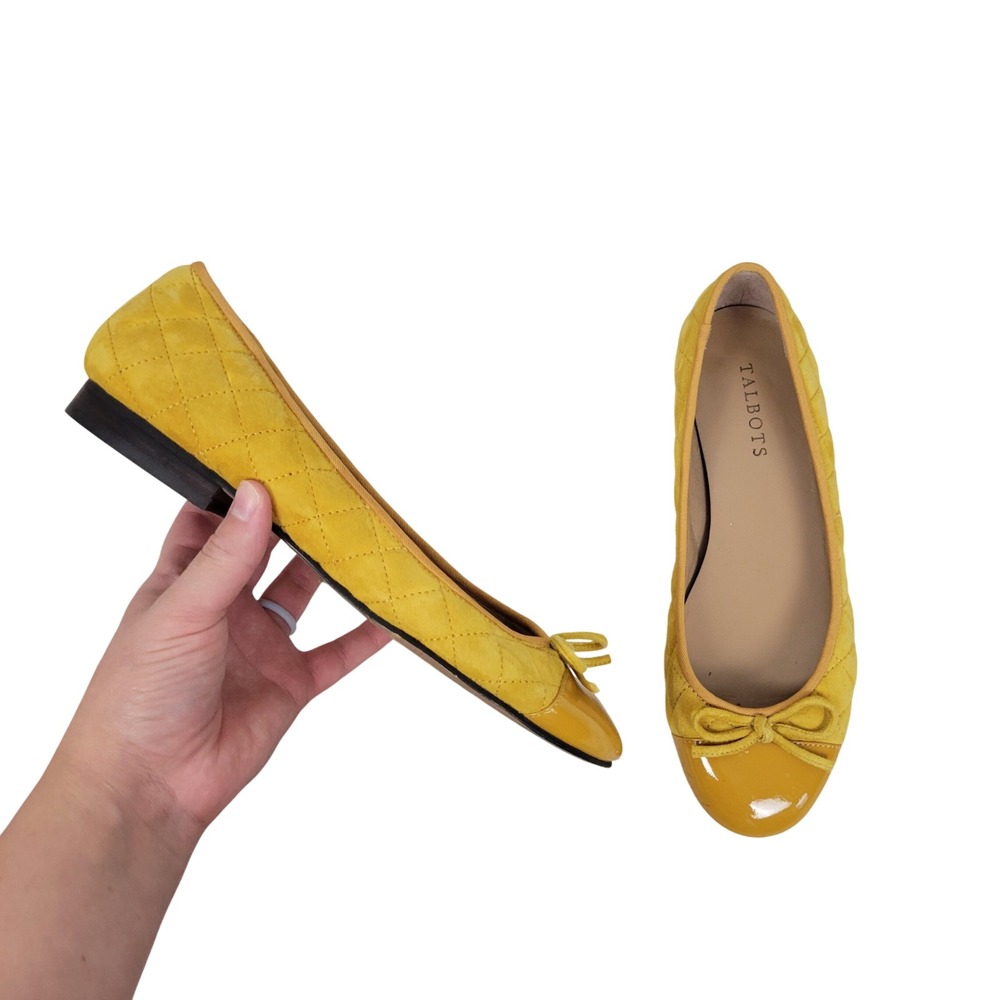 Talbots Quilted Ballet Flats Mustard Yellow Size 7M
